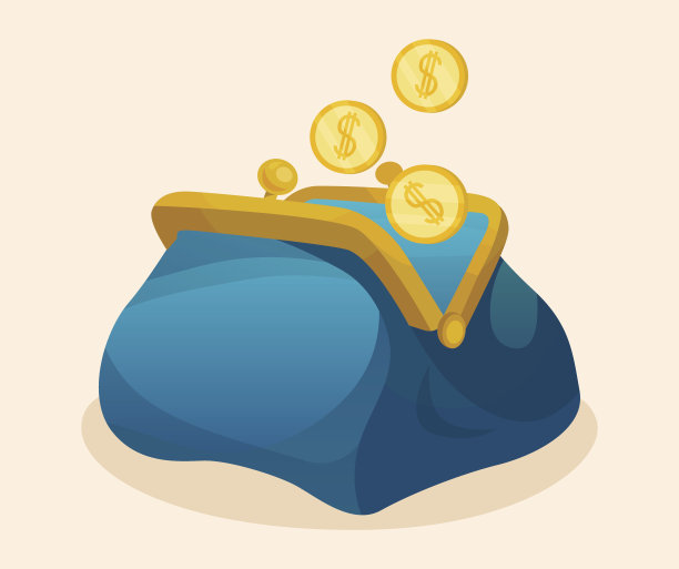 用硬币的钱包。孤立的对象的背景。图片下载