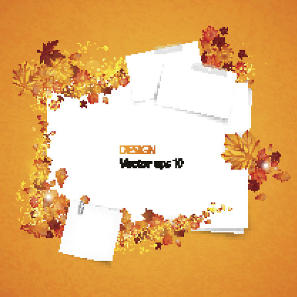 白色的空白与枫叶的秋天背景。图片下载