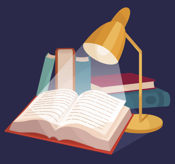 书和台灯。孤立的对象的背景。图片下载
