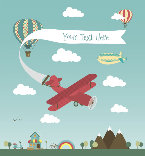 复古空气飞机横幅设计图片下载