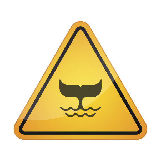 带有鲸鱼尾巴的危险信号图标图片下载