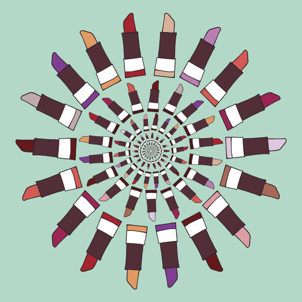 彩色口红标签矢量插图图片下载