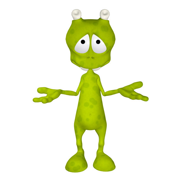 一个悲伤的绿色外星人的插图图片下载