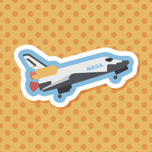 飞船平面图标与长阴影，eps10图片下载