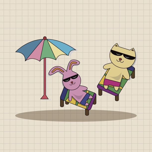 动物夏季卡通主题元素图片下载