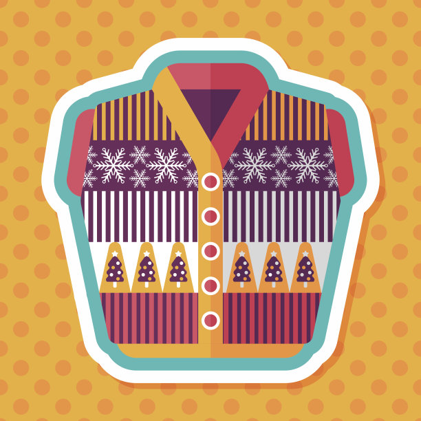 毛衣平图标与长阴影，eps10图片下载