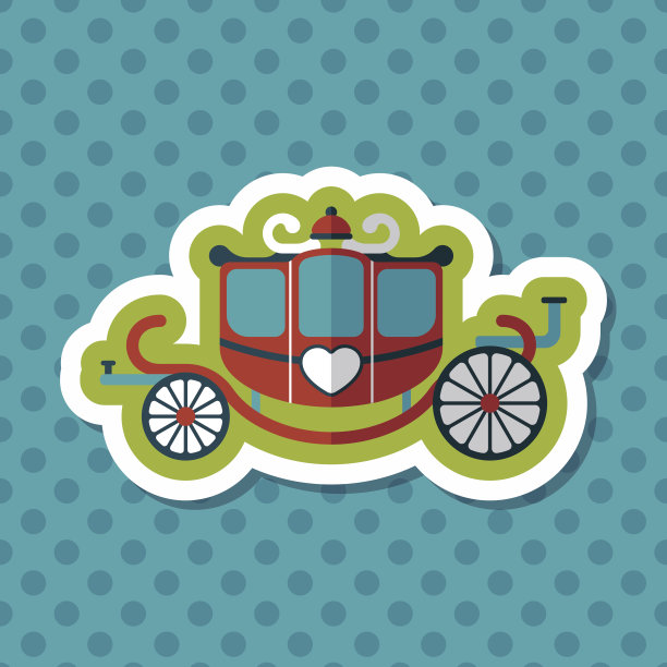 婚礼马车与长影子的扁平图标，第10集图片下载