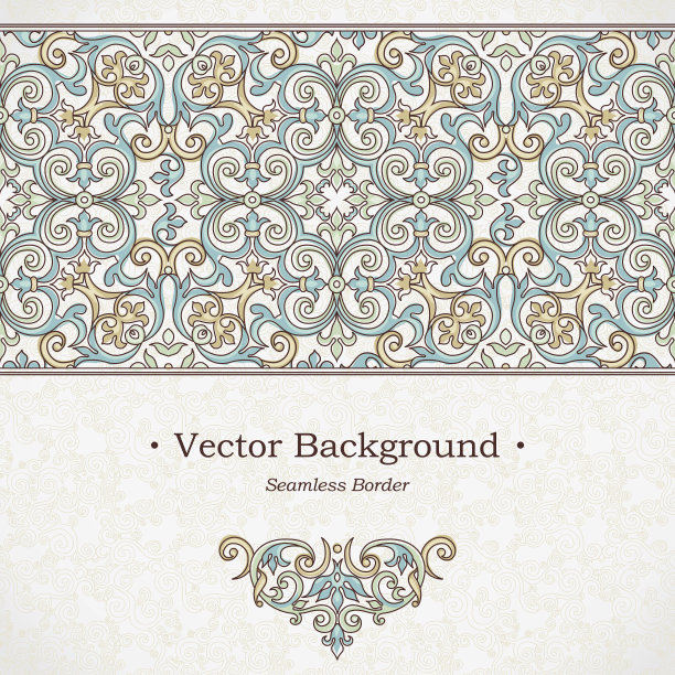 矢量华丽无缝边界在维多利亚风格。素材图片