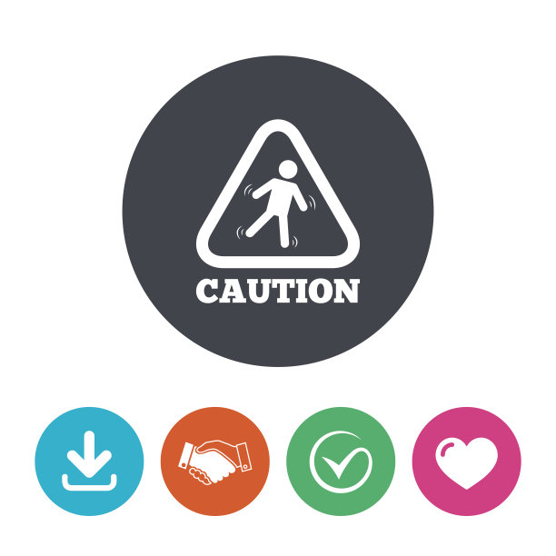 小心湿地板图标。人类下降的象征图片下载