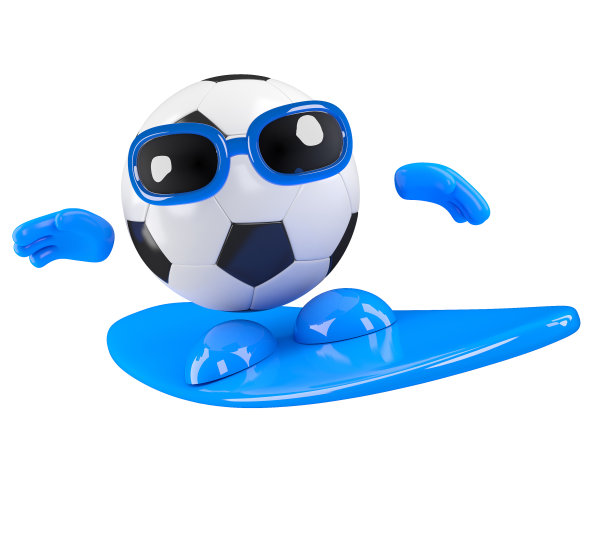 足球哥们去冲浪了图片下载