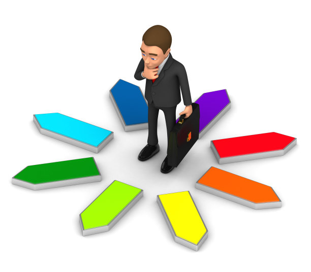 十字路口的深思熟虑的商人图片下载