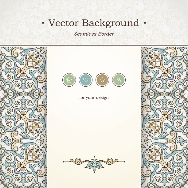 矢量华丽无缝边界在维多利亚风格。素材图片