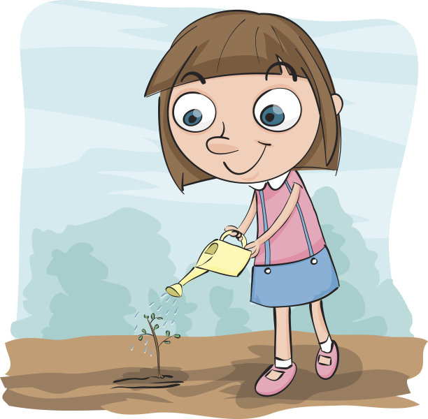 女孩浇灌植物图片下载