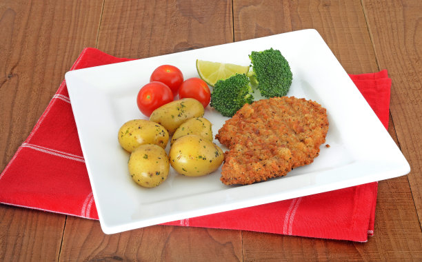 白盘子上的肉排图片下载