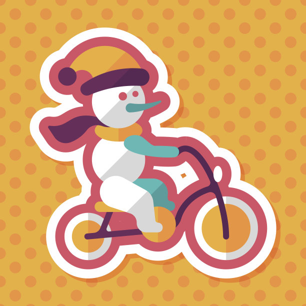 雪人骑自行车的图标与长影子，eps10图片下载