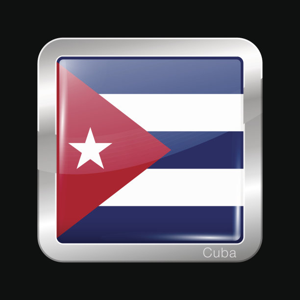 古巴的旗帜。金属图标方形图片下载