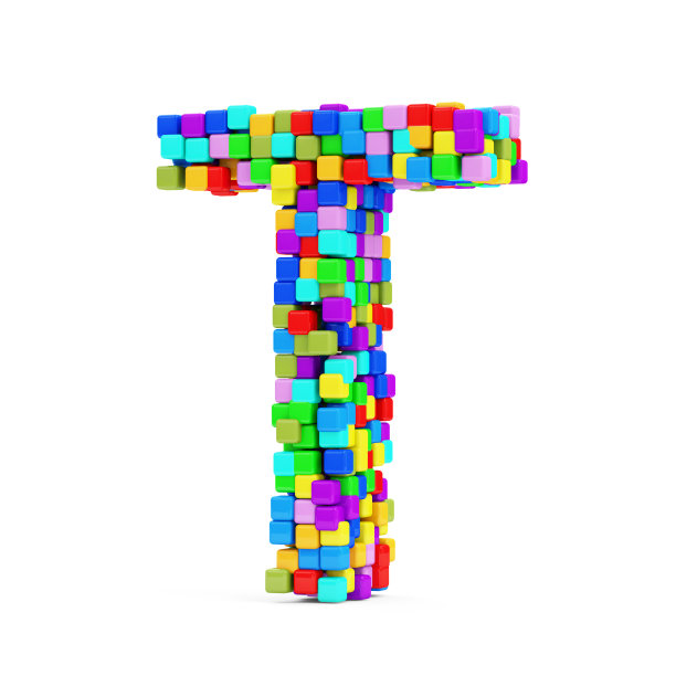 彩色立方体组成的字母(字母T)图片下载