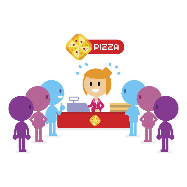 披萨柜台前的长队图片下载