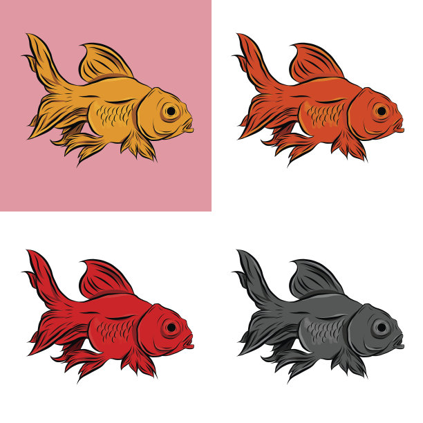 金鱼收藏，金鱼矢量插图，矢量插图图片下载