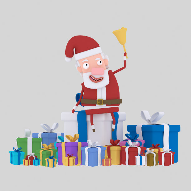 圣诞老人带着许多礼物图片下载