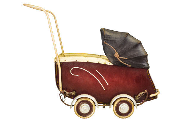 复古婴儿车孤立的白色图片下载