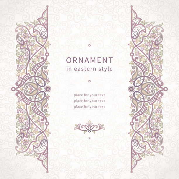 东方风格的矢量蕾丝卡片素材图片