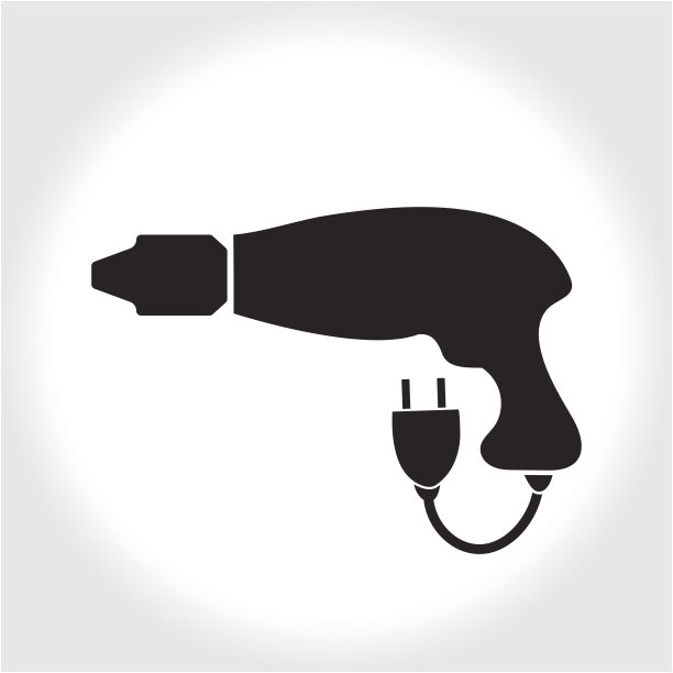 钻具图标，黑色剪影。元素标志孤立在白色图片下载