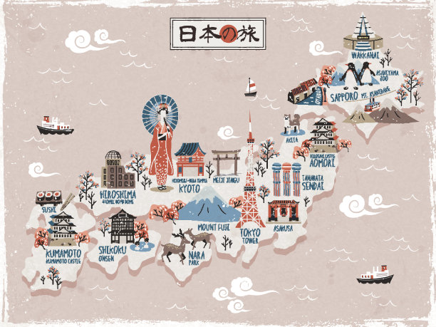 日本旅游地图设计图片下载