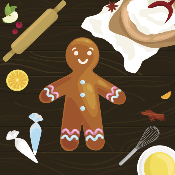 在木头上准备圣诞美食和糖果的过程图片下载