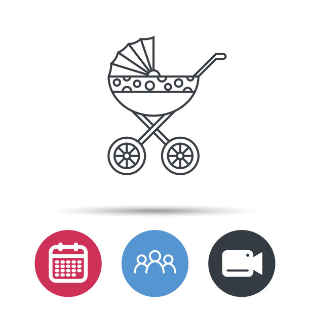 婴儿车图标。刚出生的婴儿推车的迹象。图片下载