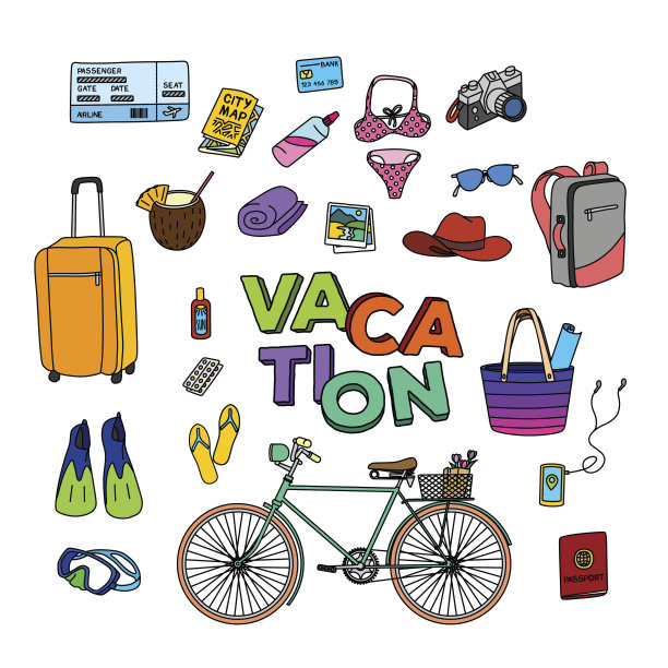 手绘假期涂鸦图片下载