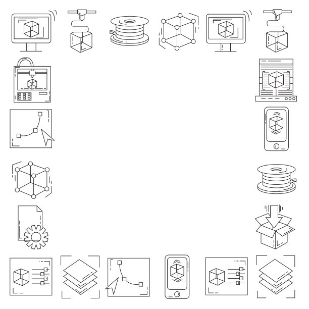 矢量涂鸦图标3d打印图片下载
