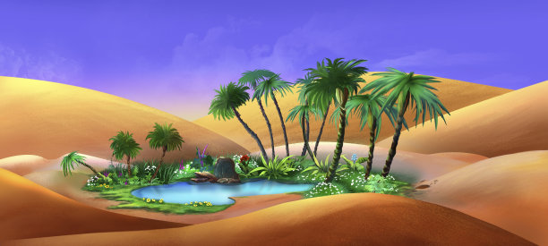 沙漠中的绿洲图片下载