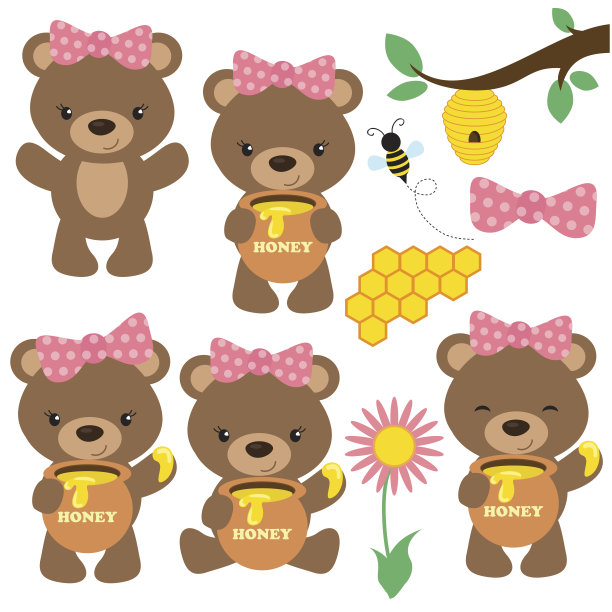 可爱的熊女孩矢量插图图片下载