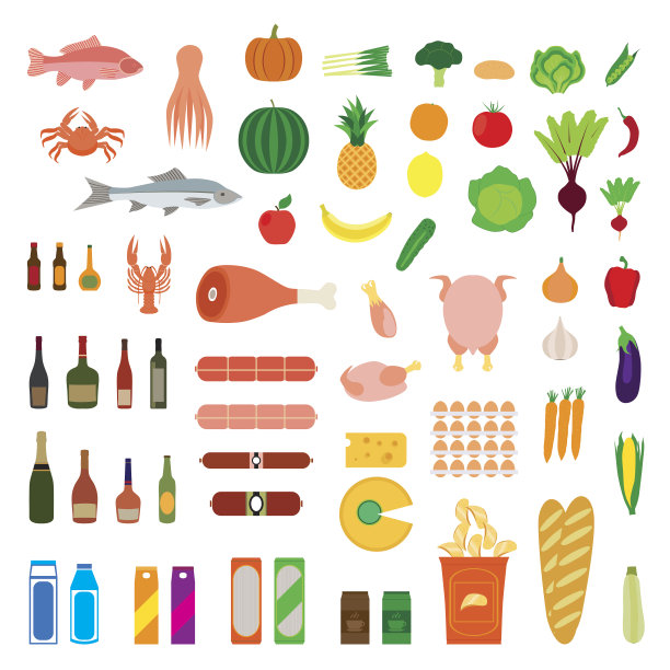 大量的食物。图片下载