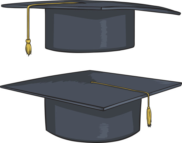 两顶矢量卡通学术帽图片下载