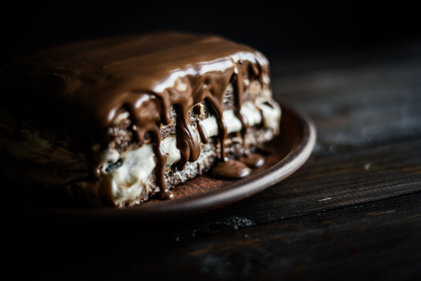 美味的自制巧克力蛋糕素材图片