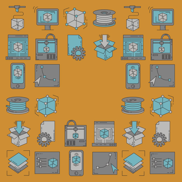 矢量涂鸦图标3d打印图片下载
