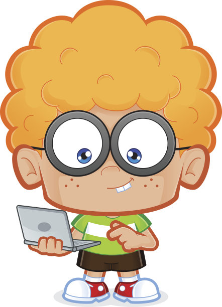 书呆子男孩和他的笔记本电脑图片下载