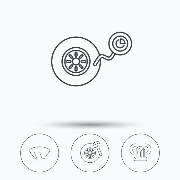 车轮压力，轮胎服务和警报器。图片下载