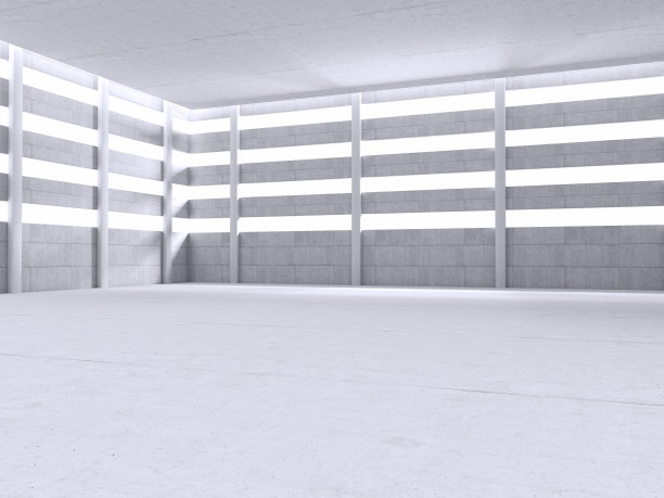 混凝土现代建筑汽车背景3D渲染图片下载