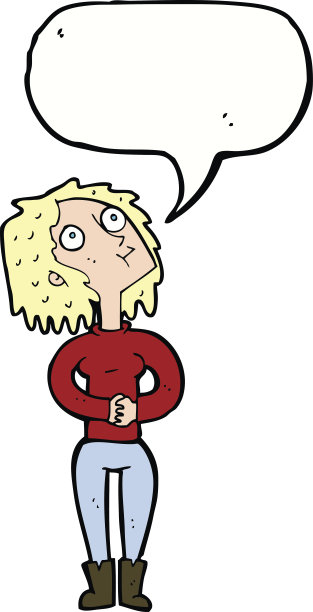 卡通女人抬头看泡泡说话图片下载