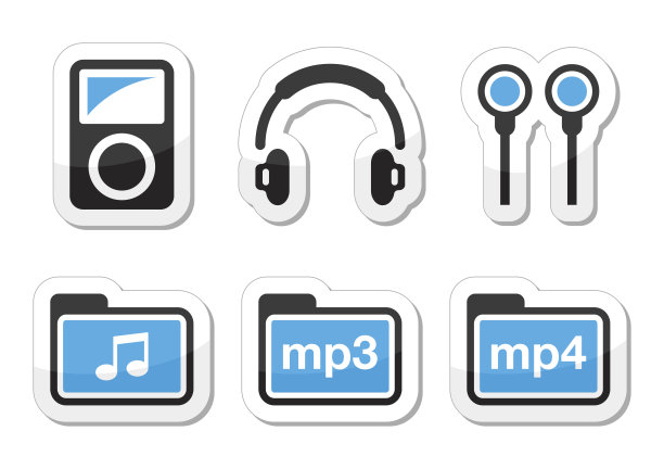 Mp3播放器矢量图标集图片下载