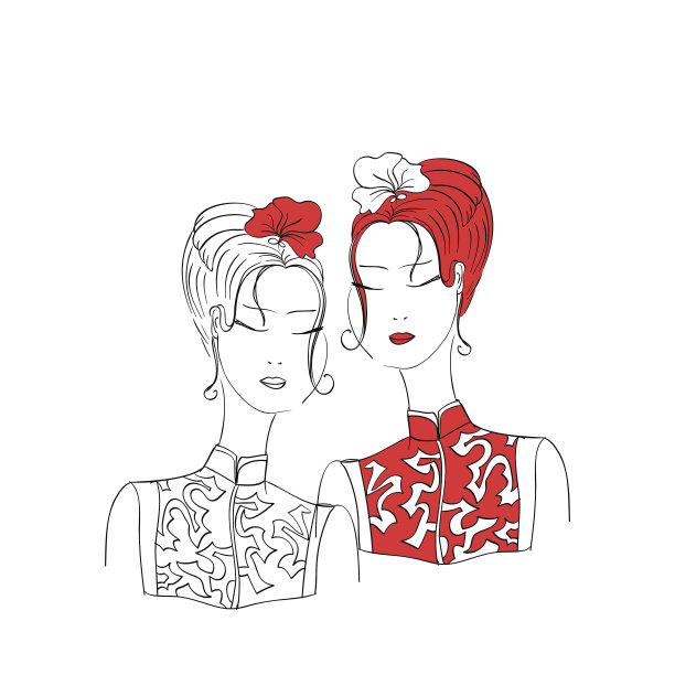 女孩在红色的裙子，矢量孤立元素为您的设计图片下载