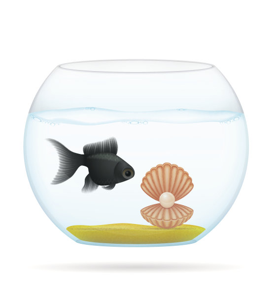 鱼在一个透明水族馆矢量插图图片下载