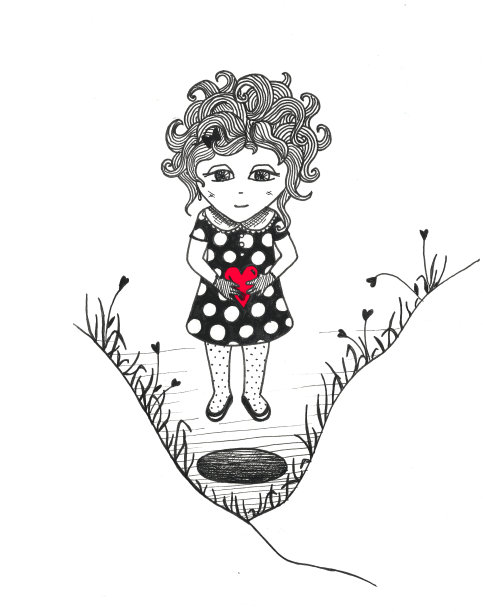 洞附近有颗红心的女孩图片下载