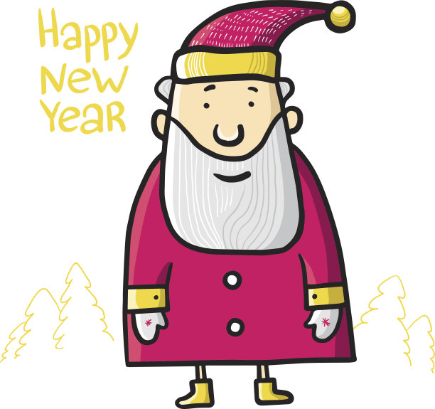 圣诞老人在等待新年的到来。矢量插图。图片下载