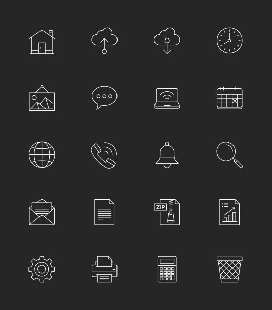 网页和互联网图标，细线-矢量插图图片下载