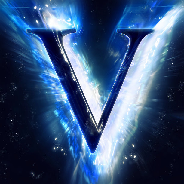 蓝色抽象字母V图片下载