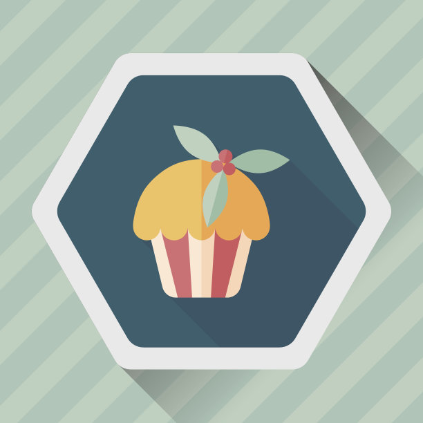 圣诞蛋糕与长影子的扁平图标，eps10图片下载